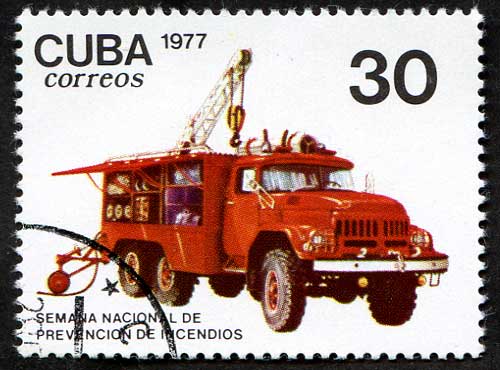 марки, техника, пожарные машины, Куба