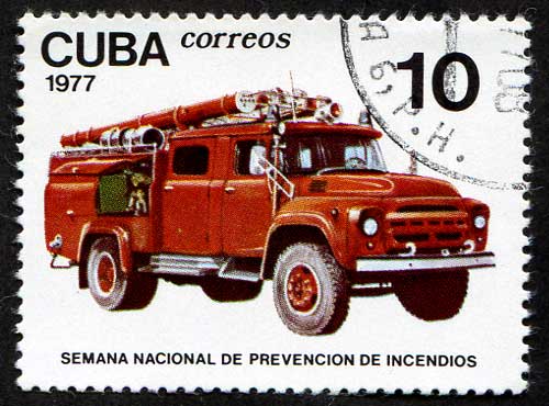 марки, техника, пожарные машины, Куба